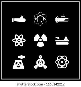 nuclear icon. This set with power plant, atomic theory, atom and aircraft carrier vector icons for mobile and web