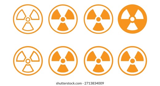 Nukleare Ikonenvektoren. Atom-Warnsymbol für aktiven Strahl- oder Strahlwarnmeldungen. Vektorgrafik.