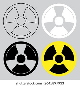 vetor de ícone nuclear com vários estilos em fundo cinza