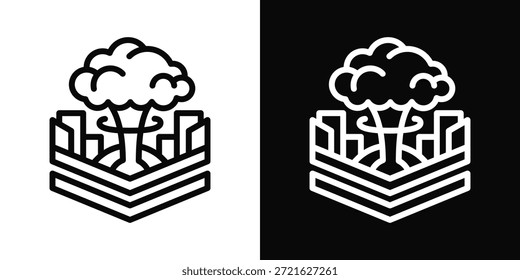 Ícone Nuclear Branco E Preto Estilo De Fundo