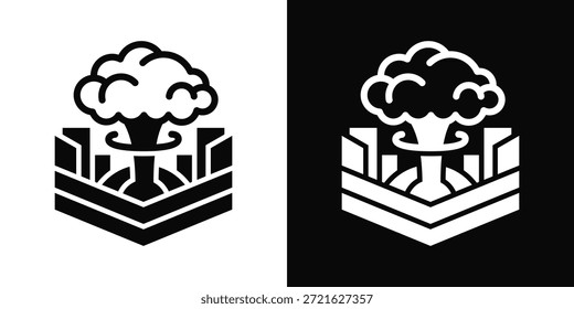 Ícone Nuclear Branco E Preto Estilo De Fundo