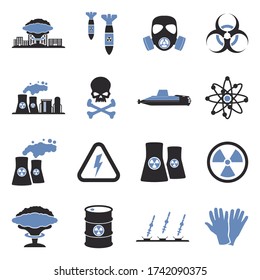 Nuclear Icons. Two Tone Flat Design. Vector Illustration.