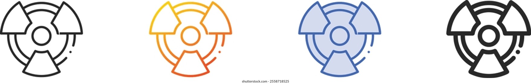 nuclear icon.Thin Linear, Gradient, Blue Stroke and bold Style Design Isolated On White Background