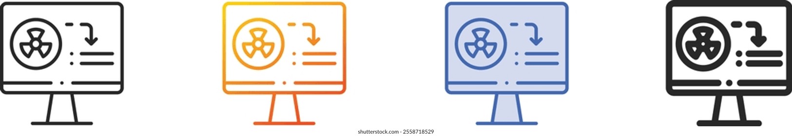 nuclear icon.Thin Linear, Gradient, Blue Stroke and bold Style Design Isolated On White Background