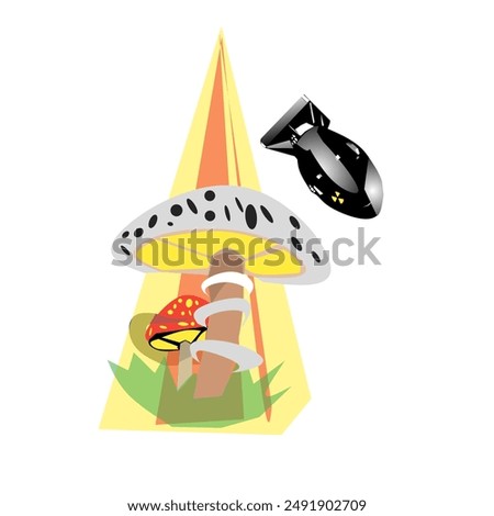 nuclear illustration vector design with a mushroom image, for book covers, logos, and others