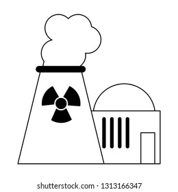 Nuclear industrial plant black and white