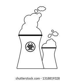 Nuclear industrial plant in black and white