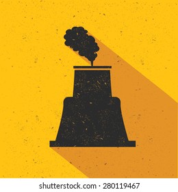 Nuclear industry design on yellow background,retro yellow background,clean vector
