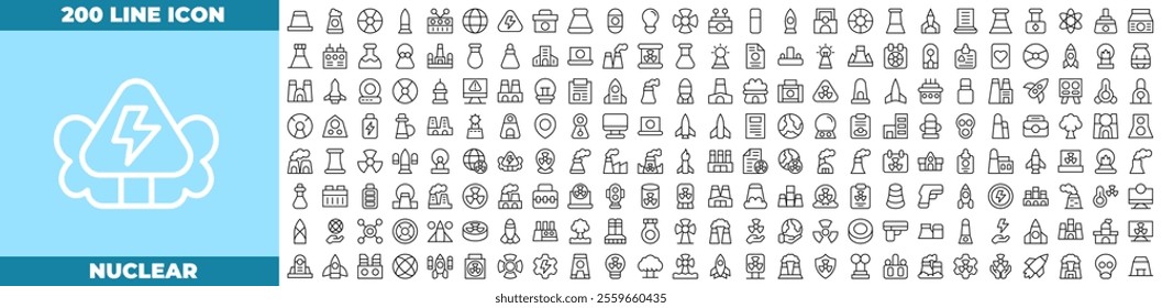 Nuclear Line Editable Icons set. Vector illustration in modern thin line style of nuclear icons: energy, generator, nuke, etc