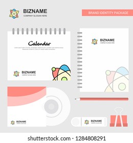 Nuclear Logo, Calendar Template, CD Cover, Diary and USB Brand Stationary Package Design Vector Template