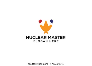 nuclear master badge logo vector concept with simple, unique, flat and modern styles on white background