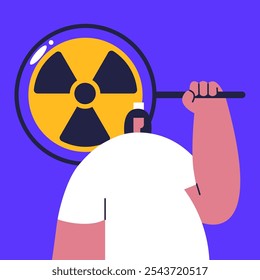 Medicina nuclear e garota médica. Rádio e quimioterapia. Curso De Tratamento Do Câncer Humano. Ilustração de vetor plano.