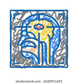 medicina nuclear radiologia ícone doodle esboço vetor. sinal radiologia medicina nuclear. símbolo isolado ilustração