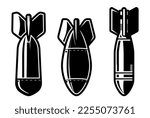 Nuclear missile or atomic bomb, rocket in cartoon style, bombshell, vector