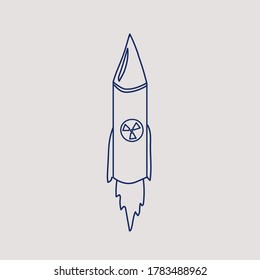 nuclear missile doodle. Vector drawing blue line