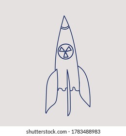 nuclear missile doodle. Vector drawing blue line