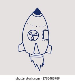 Nuklearraketendoodle. Vektorgrafik-Blaue Linie