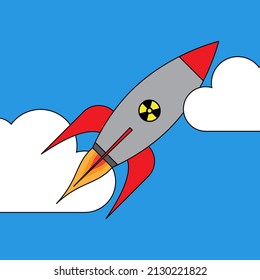 vuelo de misiles nucleares a través del cielo