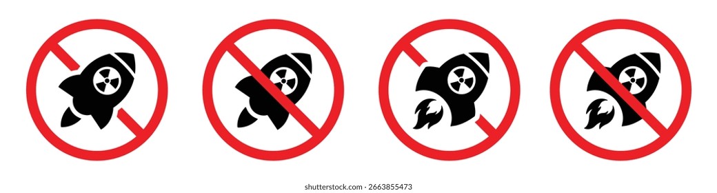 Icono de misil nuclear prohibido, Ilustración vectorial