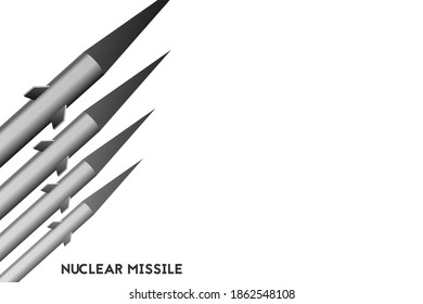 Un misil nuclear. Tarjeta de ilustración vectorial. guerra tecnológica.
