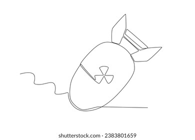 Armas de misiles nucleares. Dibujo de una sola línea de armas nucleares