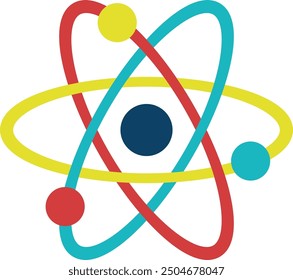 Nuclear model color icon. Atom science symbol