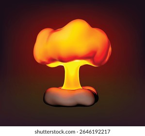 Nuclear Mushroom Cloud Explosion vector 3d Illustration. Atomic bomb explosion 3d icon