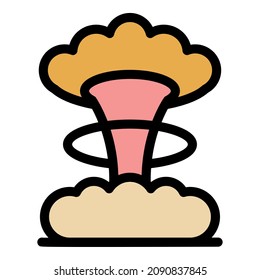 Nuclear Mushroom Cloud Icon. Outline Nuclear Mushroom Cloud Vector Icon Color Flat Isolated