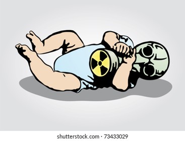 Nuclear nightmare, drawing vector illustration.