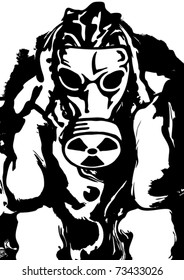 Nuclear nightmare, vector illustration, gas mask