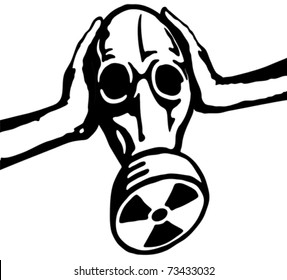 Nuclear nightmare, vector illustration, gas mask