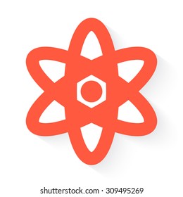 nuclear in orange with drop shadow on white