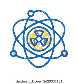 física nuclear energia nuclear doodle ícone esboço vetor. física nuclear sinal de energia nuclear. símbolo isolado ilustração