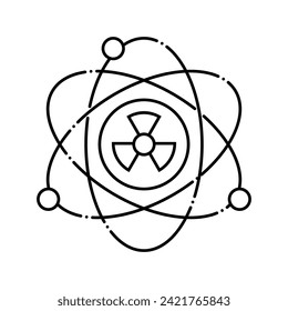 vector de icono de la línea de energía nuclear de la física nuclear. signo de energía nuclear de física nuclear. símbolo de contorno aislado ilustración negra