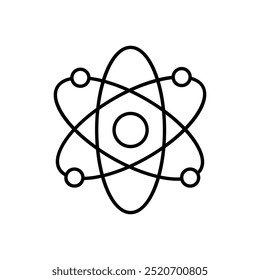 Ícone da Física Nuclear isolado sobre um fundo branco. Ilustração vetorial.