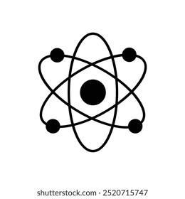 Ícone da Física Nuclear isolado sobre um fundo branco. Ilustração vetorial.