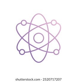 Ícone da Física Nuclear isolado sobre um fundo branco. Ilustração vetorial.