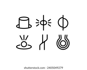 Nuclear physics vector line icons; physics and matter icons