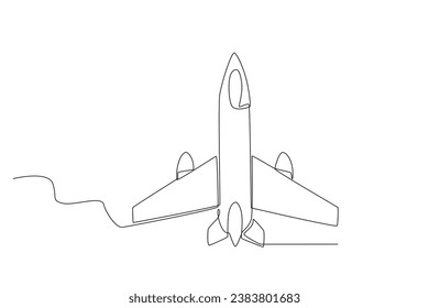 A nuclear plane. Nuclear weapon one-line drawing