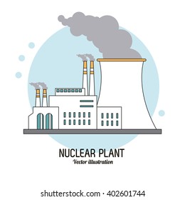 nuclear plant in colorful design, vector illustration