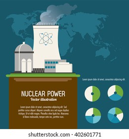 nuclear plant in colorful design, vector illustration