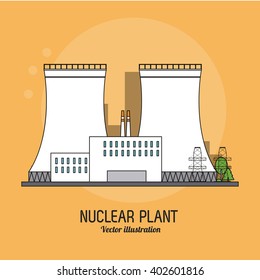 nuclear plant in colorful design, vector illustration