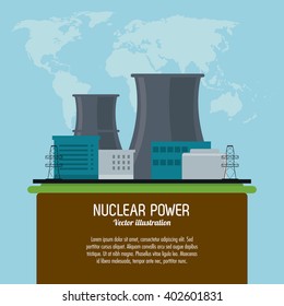 nuclear plant in colorful design, vector illustration