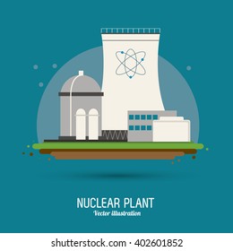 nuclear plant in colorful design, vector illustration