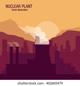 nuclear plant in colorful design, vector illustration