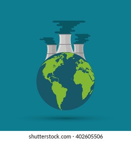 nuclear plant in colorful design, vector illustration