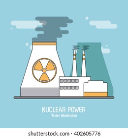 nuclear plant in colorful design, vector illustration