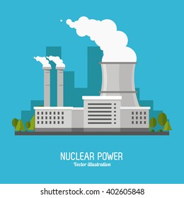 nuclear plant in colorful design, vector illustration