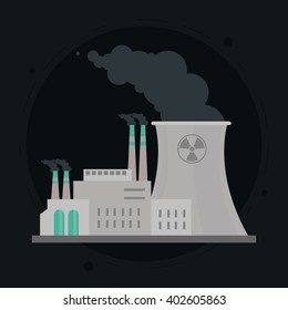 nuclear plant in colorful design, vector illustration