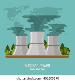 nuclear plant in colorful design, vector illustration